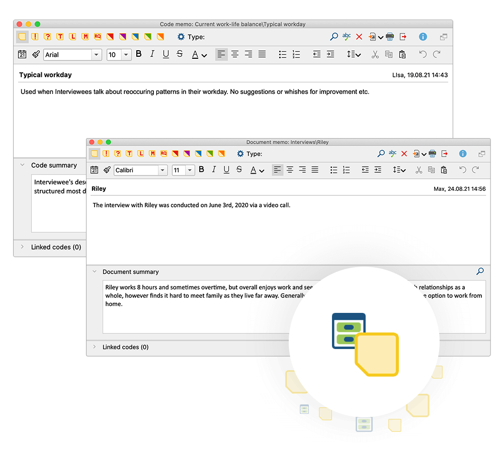 MAXQDA 2022: ueva sección Resumen de código y documento en Memos